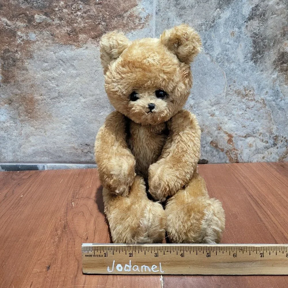 Vintage Brown Bear Shelf Sitter Plush Nursery Decor
